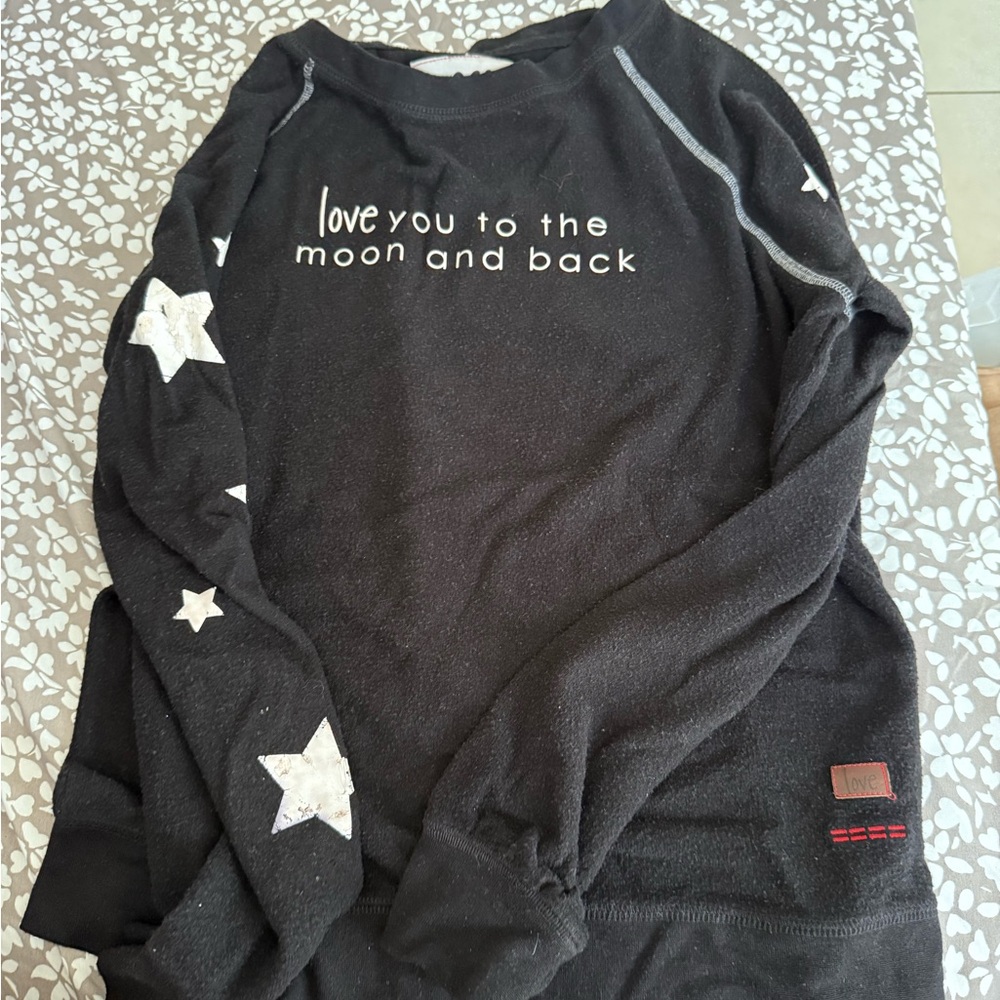 Peace Love World Black Sweatshirt with White Stitching